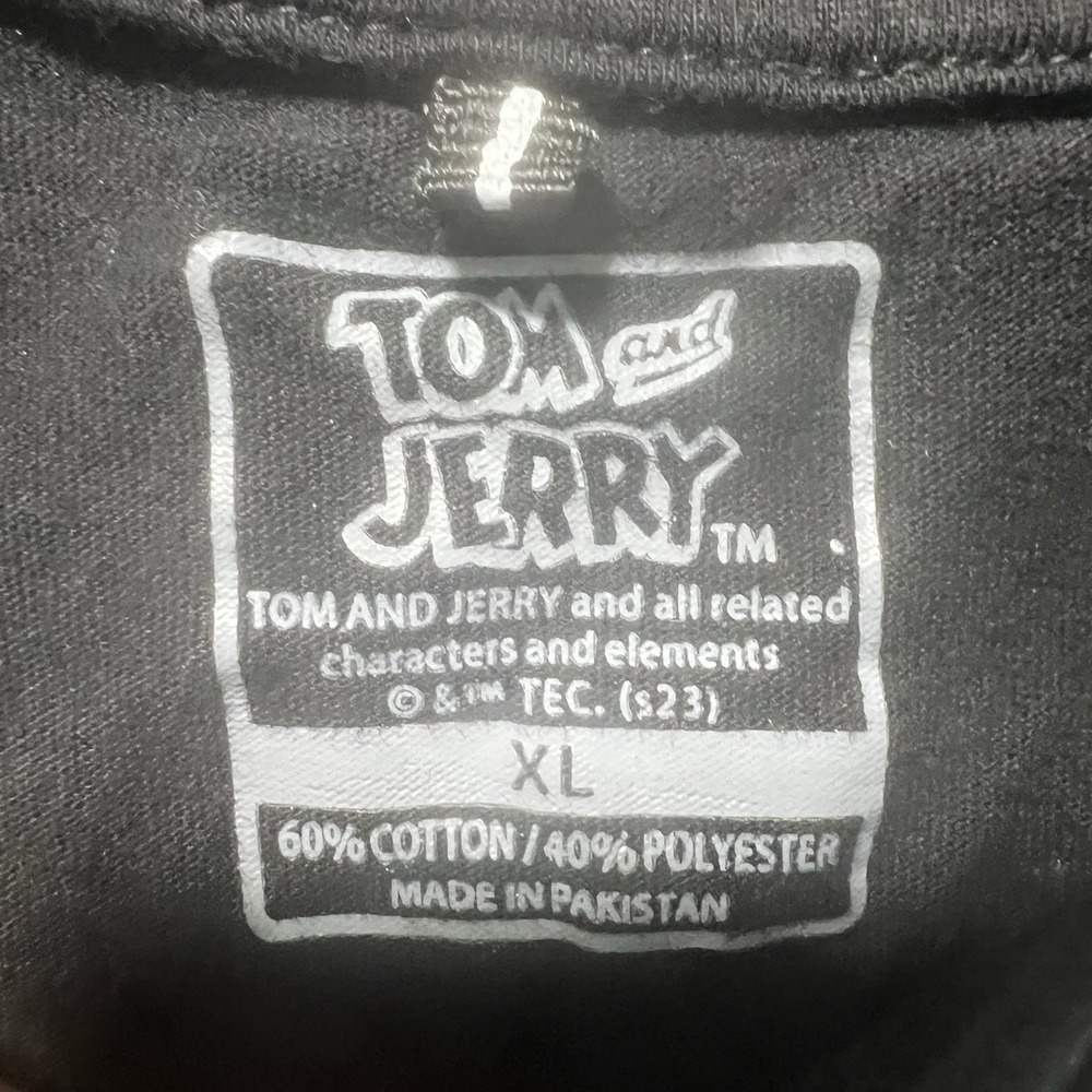 Tom and Jerry Auto Repair Graphic TShirt Mens XL Black Hot Rod Cartoon Tee - Picture 2 of 3